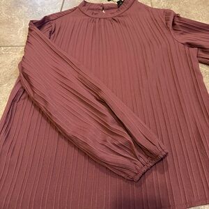 SHEIN Purple Puff Sleeve Blouse with Mandarin Collar